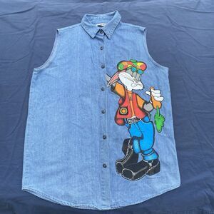 Vintage Looney Tunes Bugs Bunny Sleeveless Denim Top Tank Top sz small